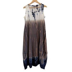 Eleven Stitch Tie Dye Sleeveless Midi Dress Womens XS Boho Hippie Retro